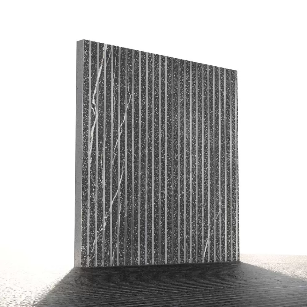 Pietra Gray Marble with the Grooved Bush Hammered Process