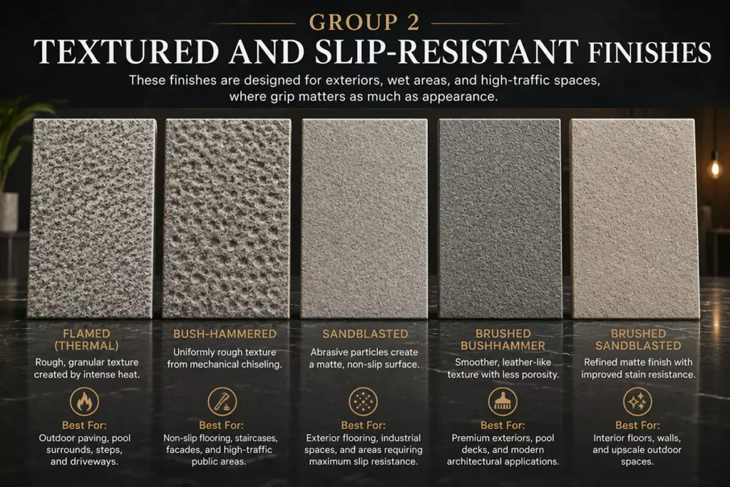 Group 2: Textured and Slip-Resistant Finishes