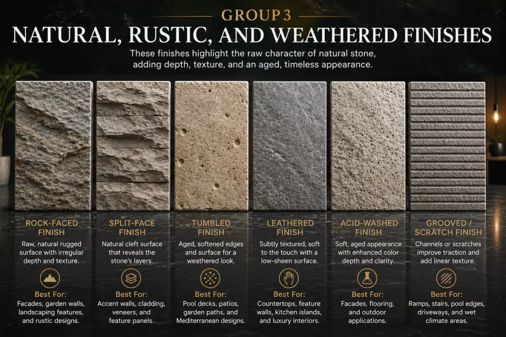 Group 3: Natural, Rustic, and Weathered Finishes